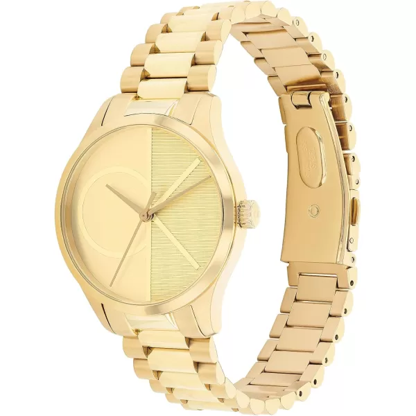 Calvin Klein CK Iconic  Mens and Womens Quartz Wristwatch  Stainless Steel Bracelet  Water Resistant 3 ATM30 Meters  Premium Fashion Timepiece for Every Occasion  32mm 35mm 40mmYellow Gold