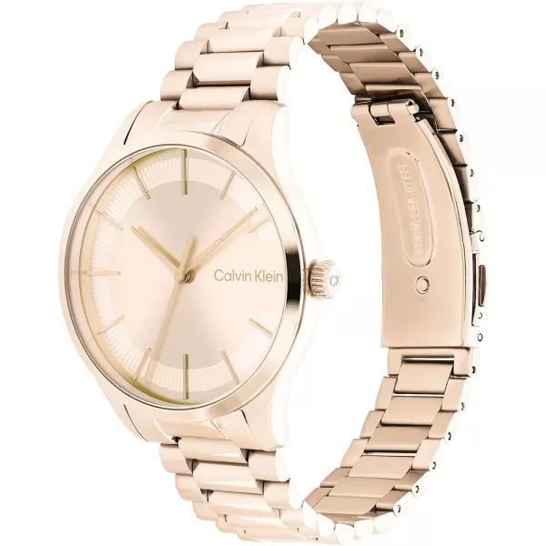 Calvin Klein Iconic Carnation Gold IP 35 MM Case Watch with RGCG Bracelet Model 25200042