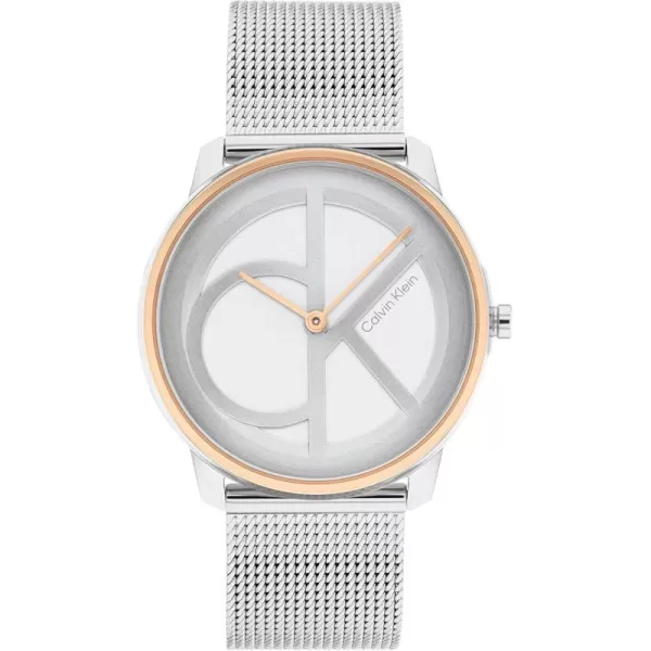 Calvin Klein CK Iconic  Mens and Womens Quartz Wristwatch  Stainless Steel Bracelet  Water Resistant 3 ATM30 Meters  Premium Fashion Timepiece for Every Occasion  32mm 35mm 40mmTwo Tone