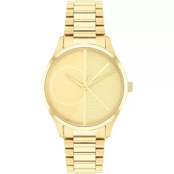 Calvin Klein CK Iconic  Mens and Womens Quartz Wristwatch  Stainless Steel Bracelet  Water Resistant 3 ATM30 Meters  Premium Fashion Timepiece for Every Occasion  32mm 35mm 40mmYellow Gold