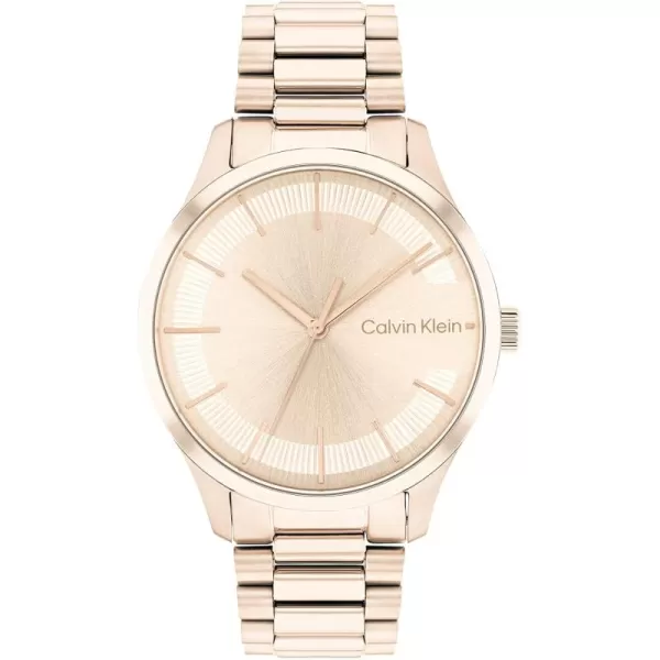 Calvin Klein Iconic Carnation Gold IP 35 MM Case Watch with RGCG Bracelet Model 25200042