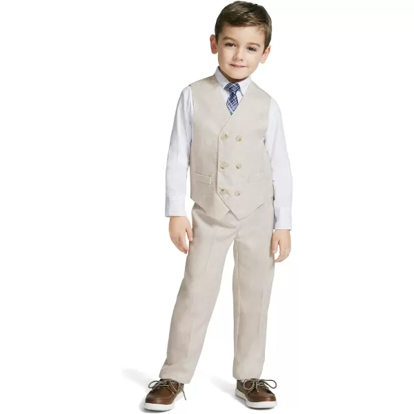 Calvin Klein Boys 4Piece Formal Suit Set Vest Pants Collared Dress Shirt and TieCreamPurple