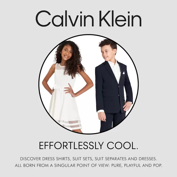 Calvin Klein Boys 4Piece Formal Suit Set Vest Pants Collared Dress Shirt and TieDark BlueTurquoise