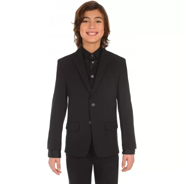 Calvin Klein Boys BiStretch Blazer Suit Jacket 2Button Single Breasted Closure Buttoned Cuffs amp Front Flap PocketsBlack