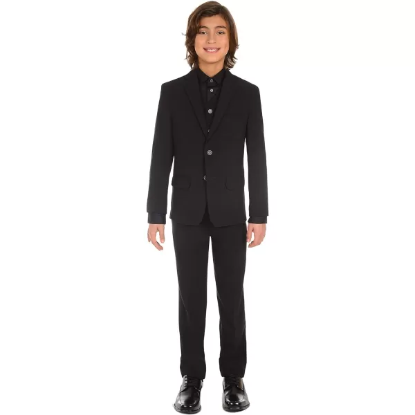 Calvin Klein Boys BiStretch Blazer Suit Jacket 2Button Single Breasted Closure Buttoned Cuffs amp Front Flap PocketsBlack