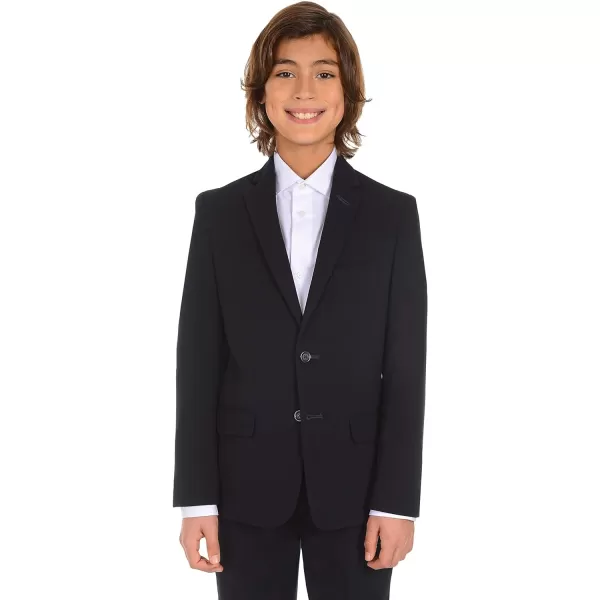 Calvin Klein Boys BiStretch Blazer Suit Jacket 2Button Single Breasted Closure Buttoned Cuffs amp Front Flap PocketsNavy