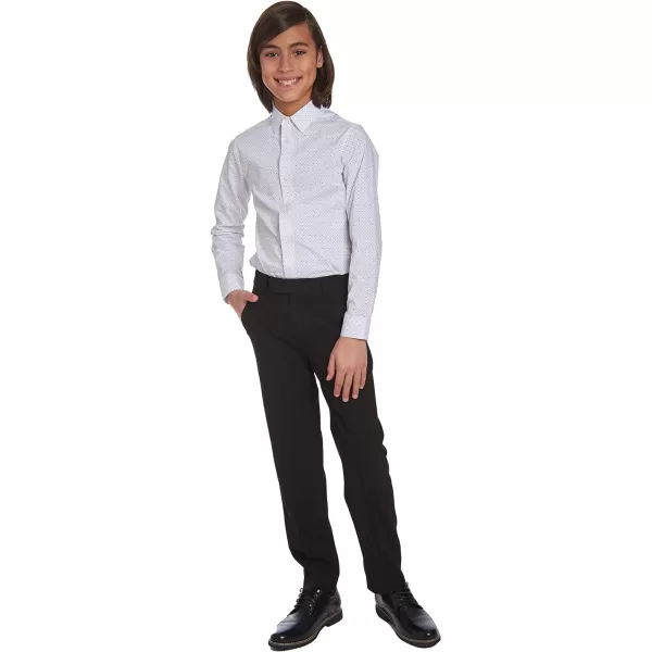 Calvin Klein Boys FlatFront BiStretch Dress Pant Straight Leg Fit Belt Loops amp Front PocketsBlack