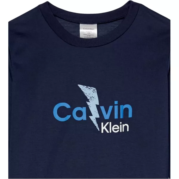 Calvin Klein Boys Long Sleeve Tee amp Plaid Jogger Pajama SetCalvin Bolt Toss Blue