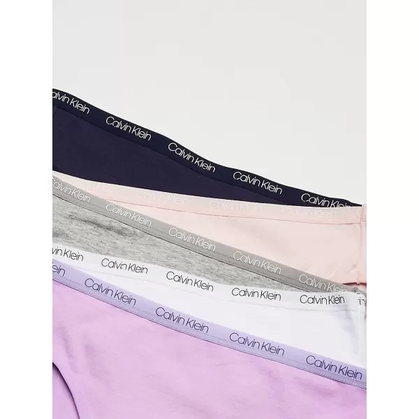 Calvin Klein Girls Underwear Cotton Bikini Panty 5 PackHeather GreyWhiteCrystal PinkSymphonyCk Lilac