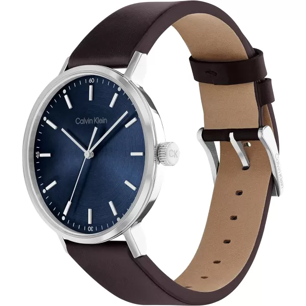 Calvin Klein Mens Quartz Watches Uncompromising StyleBlueDark Brown 42