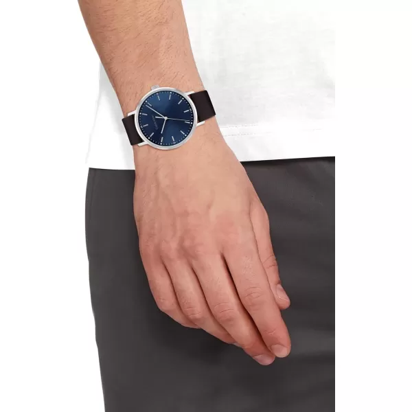 Calvin Klein Mens Quartz Watches Uncompromising StyleBlueDark Brown 42