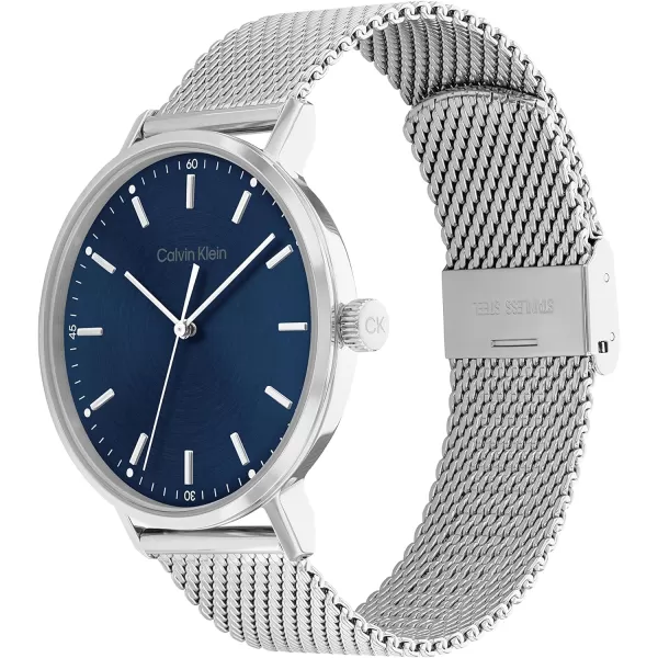 Calvin Klein Mens Quartz Watches Uncompromising StyleBlueSilver 42