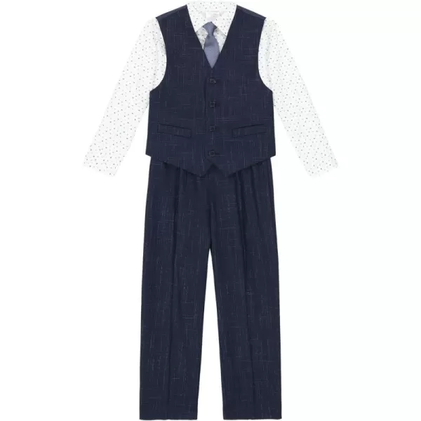 Calvin Klein Boys 4Piece Formal Suit Set Vest Pants Collared Dress Shirt and TieBatik Blue