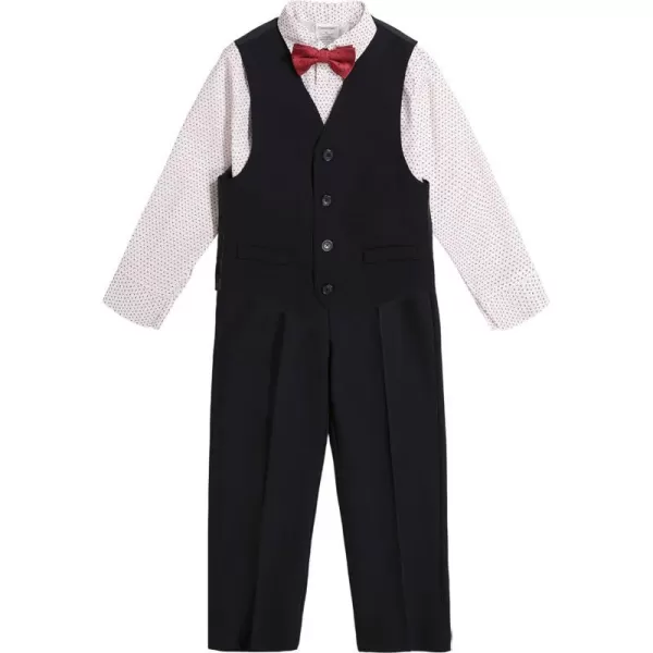 Calvin Klein Boys 4Piece Formal Suit Set Vest Pants Collared Dress Shirt and TieBlackRed