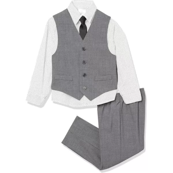 Calvin Klein Boys 4Piece Formal Suit Set Vest Pants Collared Dress Shirt and TieOxford Grey