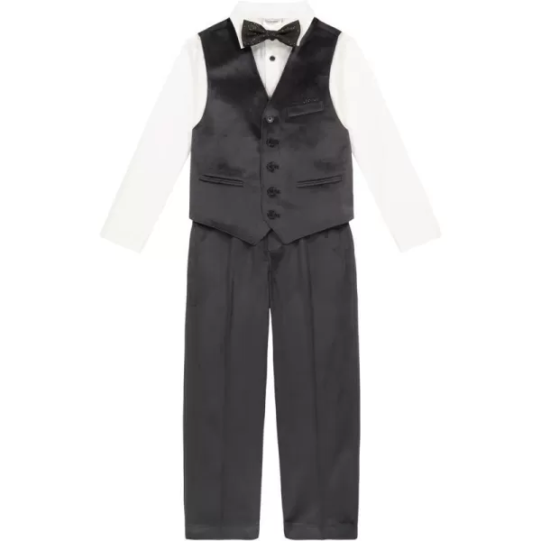 Calvin Klein Boys 4Piece Formal Suit Set Vest Pants Collared Dress Shirt and TieTech Ebony