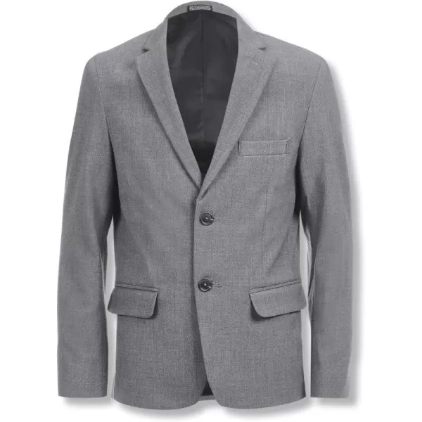 Calvin Klein Boys BiStretch Blazer Suit Jacket 2Button Single Breasted Closure Buttoned Cuffs amp Front Flap PocketsGrey Heather