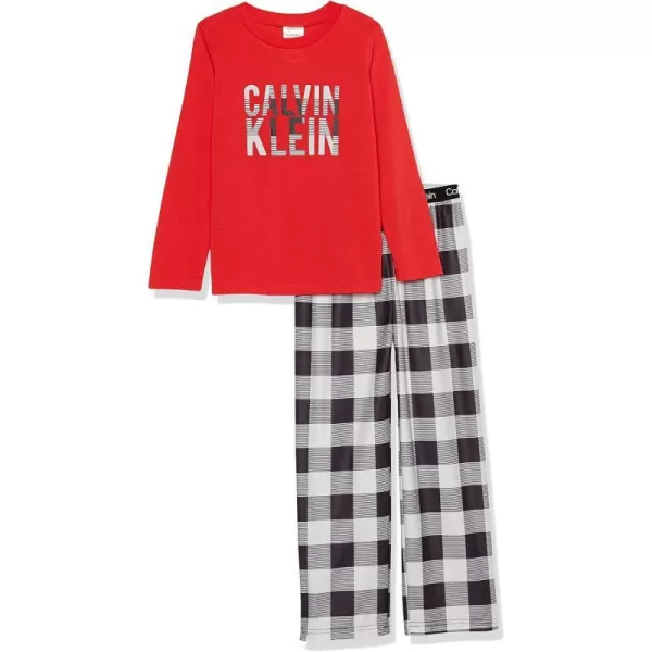 Calvin Klein Boys Long Sleeve Tee amp Plaid Jogger Pajama SetBlack Buffalo Plaid