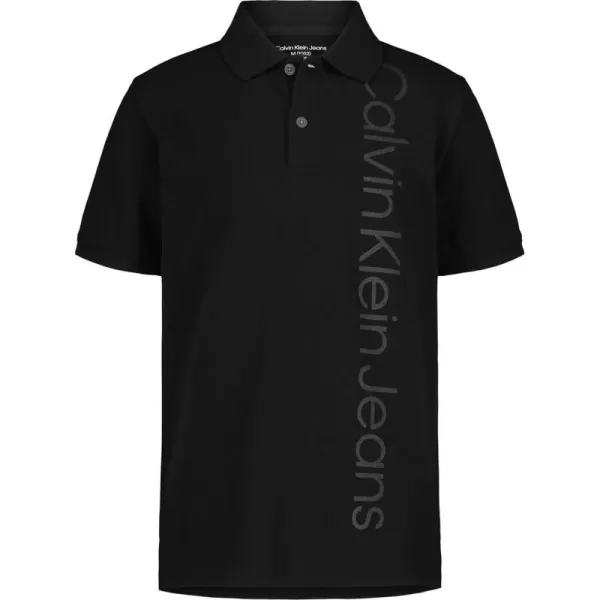 Calvin Klein Boys Short Sleeve Micro Pique Graphic PoloGhost Black