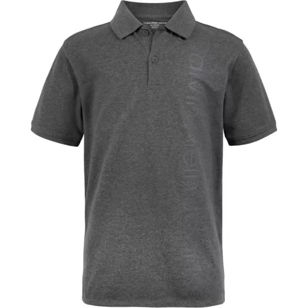 Calvin Klein Boys Short Sleeve Micro Pique Graphic PoloGhost Dark Grey