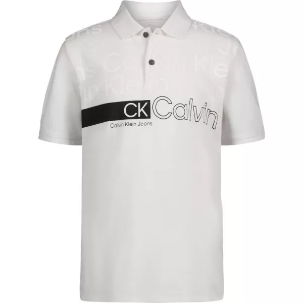 Calvin Klein Boys Short Sleeve Micro Pique Graphic PoloRise Up White