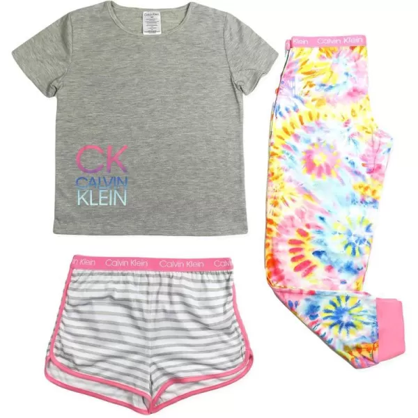 Calvin Klein Girls Sleepwear TShirt amp Pj Shorts amp Pajama Pant Sleep SetCk Multi Tiedye