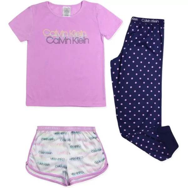 Calvin Klein Girls Sleepwear TShirt amp Pj Shorts amp Pajama Pant Sleep SetCk Triple LogoDot