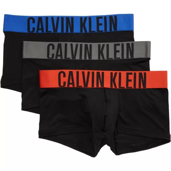 Calvin Klein Mens Intense Power 3Pack Low Rise TrunkBlack BodiesDazzling BlueGrey SkyCherry Kiss