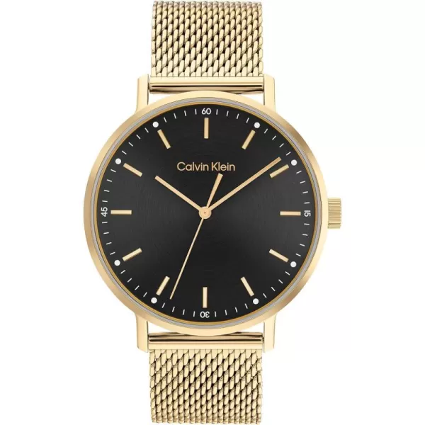 Calvin Klein Mens Quartz Watches Uncompromising StyleBlackGold Plated 42