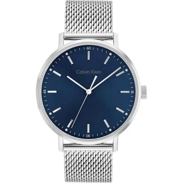 Calvin Klein Mens Quartz Watches Uncompromising StyleBlueSilver 42