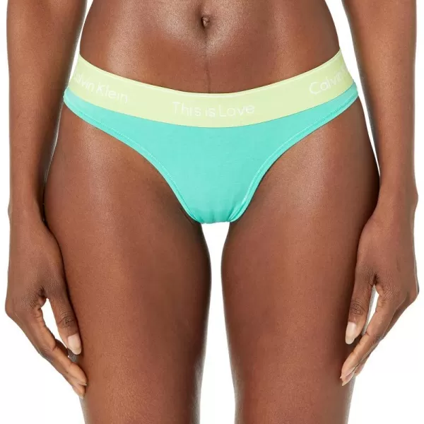 Calvin Klein Womens This is Love Modern Cotton Thong PantyAqua Green