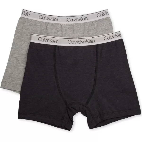 Calvin Klein Boys 2 Pack Boxer Briefs  Premium Cotton Comfort2 Pack  Heather Grey Classic Band Heather Blue Classic Band