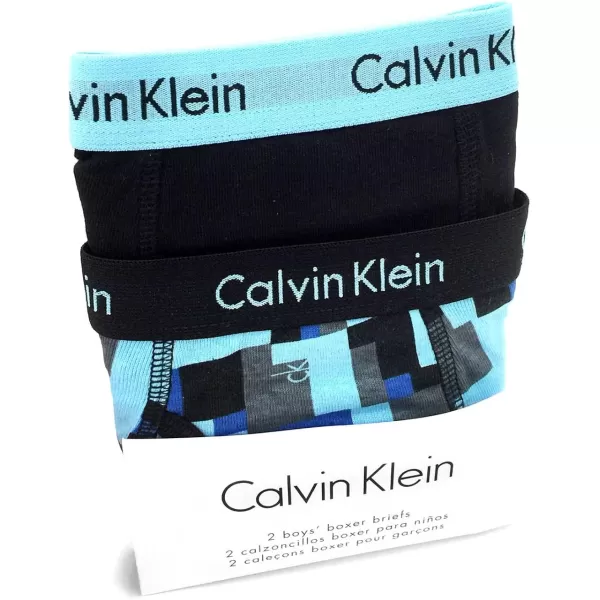 Calvin Klein Boys 2 Pack Boxer Briefs  Premium Cotton ComfortBlue Print