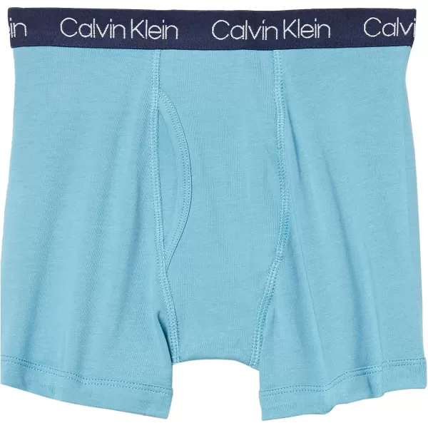 Calvin Klein Boys 2 Pack Boxer Briefs  Premium Cotton ComfortBlue Tie Dye CloudDelphinum Blue