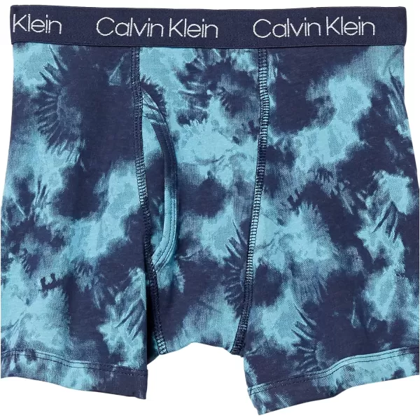 Calvin Klein Boys 2 Pack Boxer Briefs  Premium Cotton ComfortBlue Tie Dye CloudDelphinum Blue