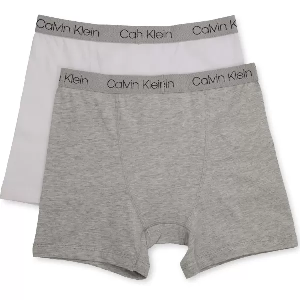 Calvin Klein Boys 2 Pack Boxer Briefs  Premium Cotton ComfortClsc WhtHgrey