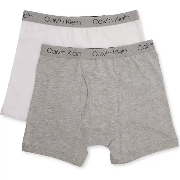 Calvin Klein Boys 2 Pack Boxer Briefs  Premium Cotton ComfortClsc WhtHgrey