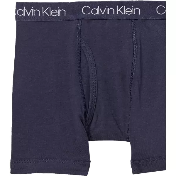 Calvin Klein Boys 2 Pack Boxer Briefs  Premium Cotton ComfortDeep Moat BlueBlack Iris