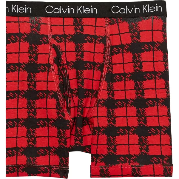 Calvin Klein Boys 2 Pack Boxer Briefs  Premium Cotton ComfortHeather GreyRed Plaid