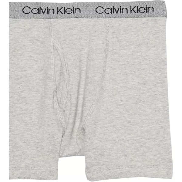 Calvin Klein Boys 2 Pack Boxer Briefs  Premium Cotton ComfortHeather GreyRed Plaid