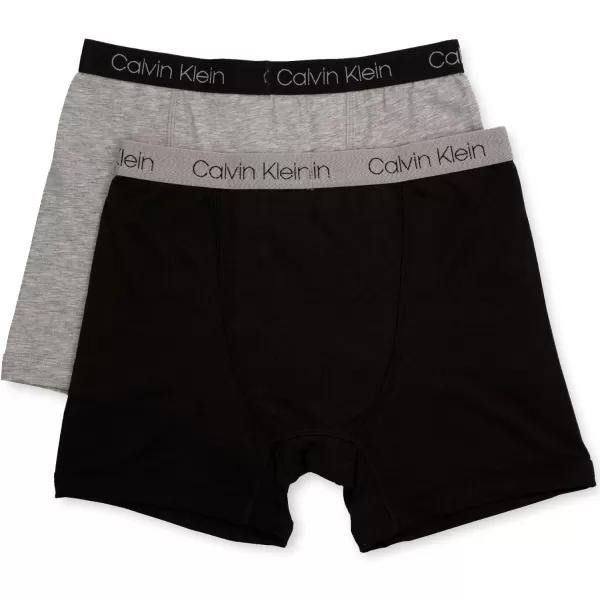 Calvin Klein Boys 2 Pack Boxer Briefs  Premium Cotton ComfortHgreyBlack