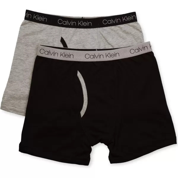 Calvin Klein Boys 2 Pack Boxer Briefs  Premium Cotton ComfortHgreyBlack