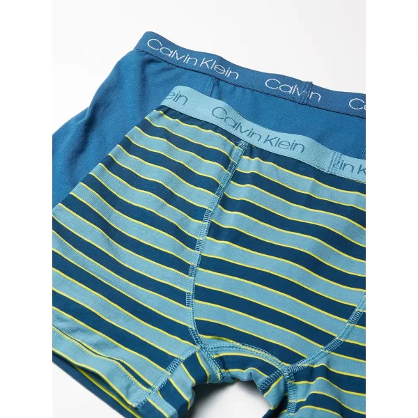 Calvin Klein Boys 2 Pack Boxer Briefs  Premium Cotton ComfortRugby StripeDark Blue