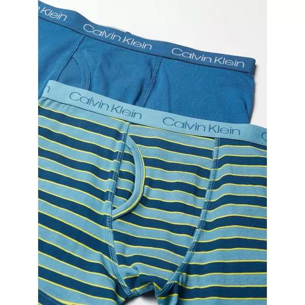 Calvin Klein Boys 2 Pack Boxer Briefs  Premium Cotton ComfortRugby StripeDark Blue