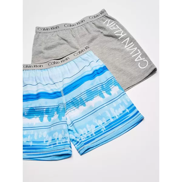 Calvin Klein Boys Little Lounge Pajama Shorts 2 PackGrey  Blue