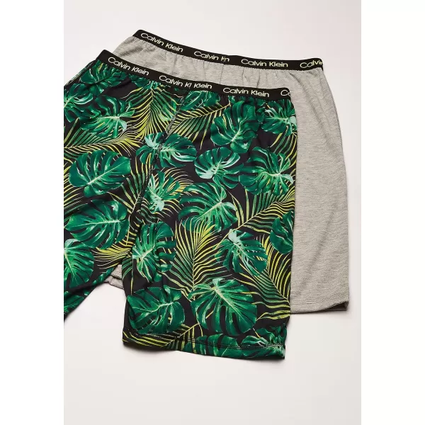 Calvin Klein Boys Little Lounge Pajama Shorts 2 PackHeather Gray  Palm Leaves