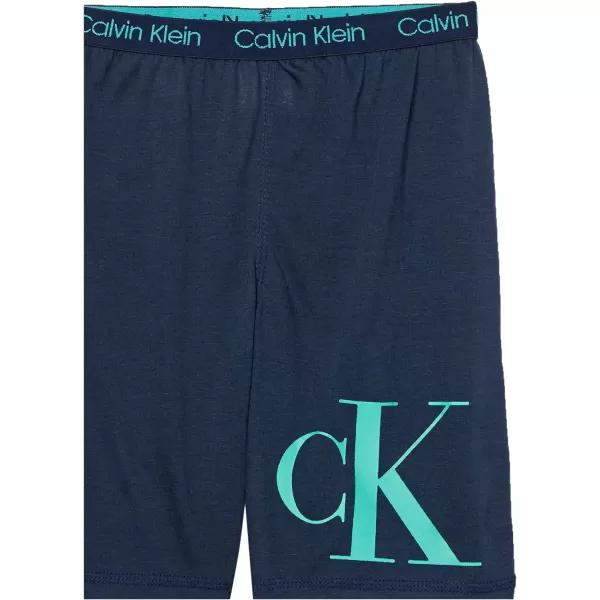 Calvin Klein Boys Little Lounge Pajama Shorts 2 PackSurf BoardBlack Iris Blue