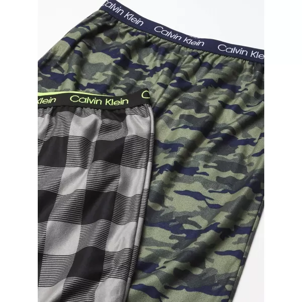 Calvin Klein Boys Little Sleepwear Super Soft Brushed Micro Pajama Pant 2 PackGreen CamoBlack Plaid