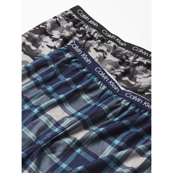 Calvin Klein Boys Little Sleepwear Super Soft Brushed Micro Pajama Pant 2 PackGrey CamoBlue Plaid