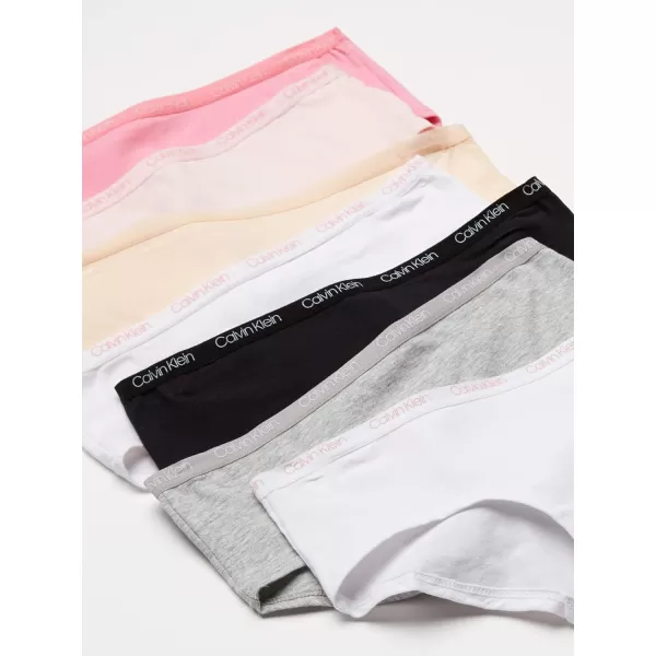 Calvin Klein Girls Little Modern Cotton Hipster Panties 7 PackNude Pink Light Pink White Grey Black White